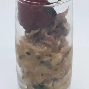 Ris de veau et légumes croquants aux éclats de framboise